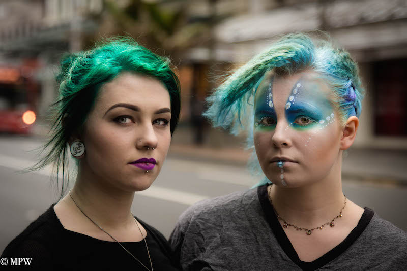 mike wheelton black and white, colour street photography Queen Street Auckland city