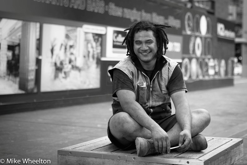 Auckland City street photo, Queent St, black and white