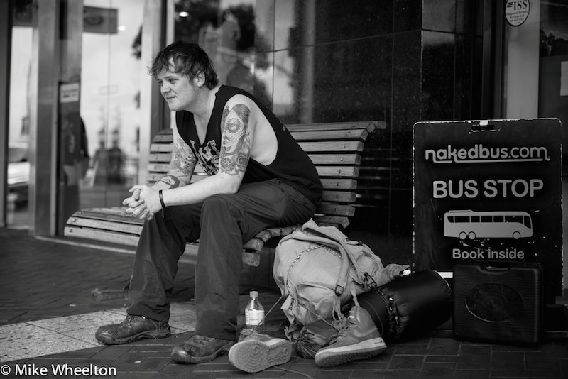 Auckland City street photo, Queent St, black and white