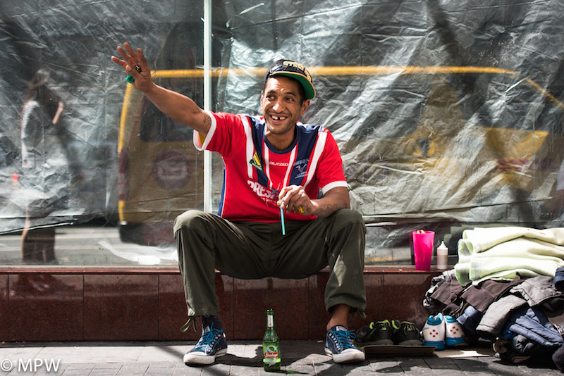 mike wheelton black and white, colour street photography Queen Street Auckland city