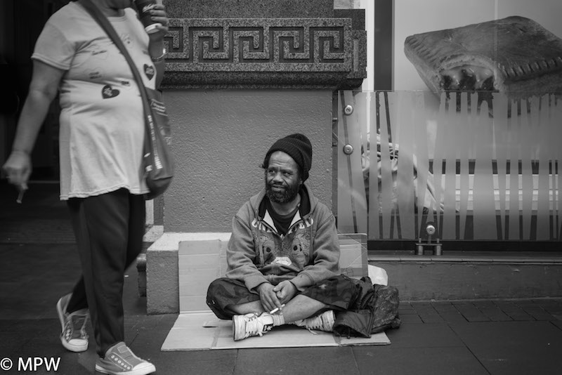 black and white street photos queen street auckland
