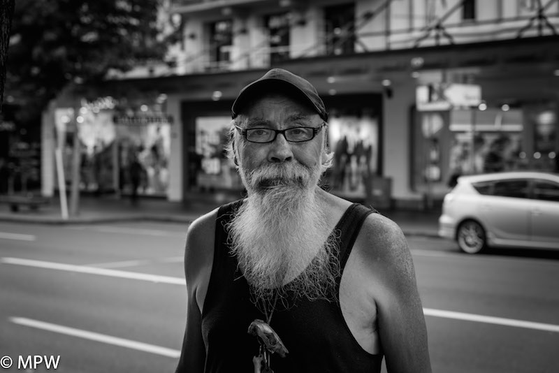 black and white street photo auckland queen street