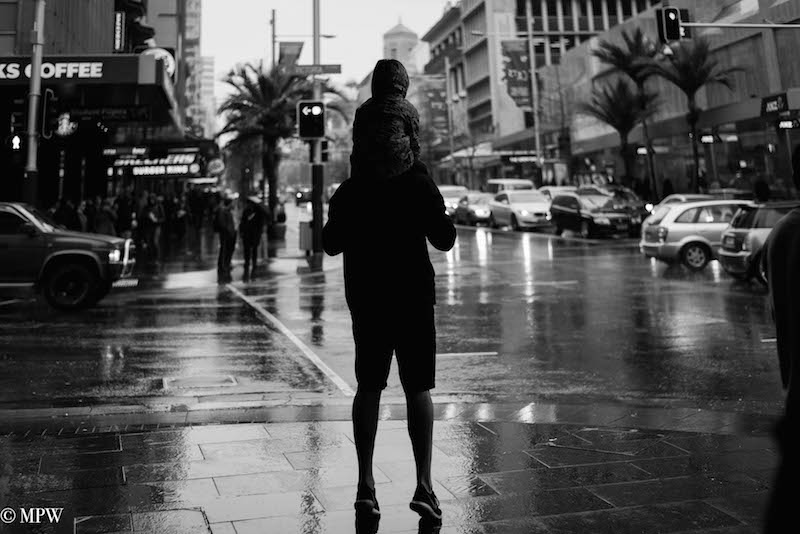 mike wheelton black and white, colour street photography Queen Street Auckland city