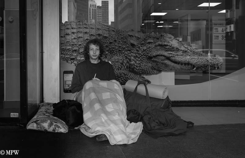 mike wheelton black and white, colour street photography Queen Street Auckland city
