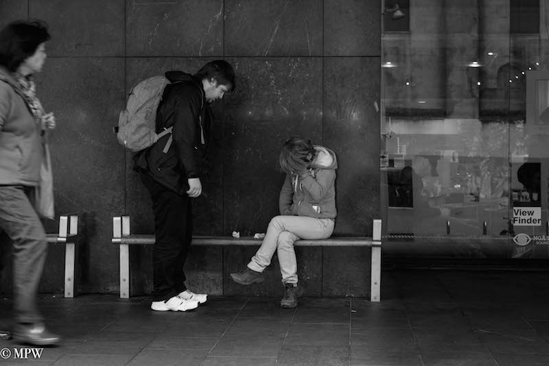 mike wheelton black and white, colour street photography Queen Street Auckland city