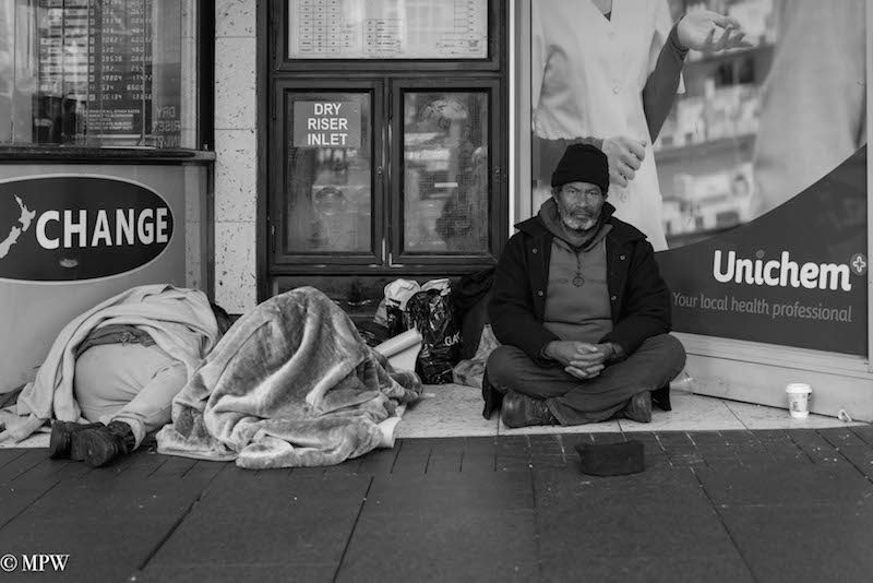mike wheelton black and white, colour street photography Queen Street Auckland city