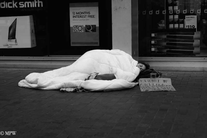 mike wheelton black and white, colour street photography Queen Street Auckland city
