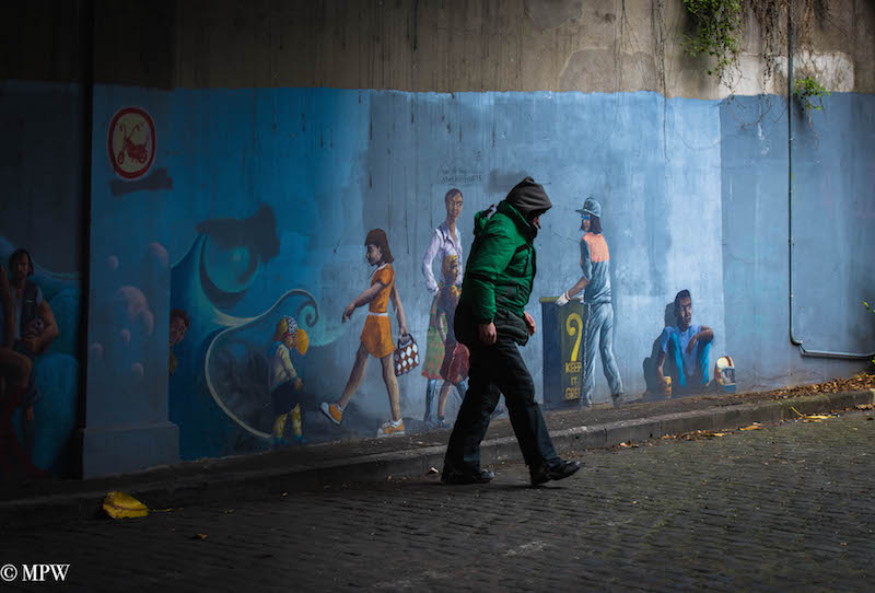 mike wheelton black and white, colour street photography Queen Street Auckland city