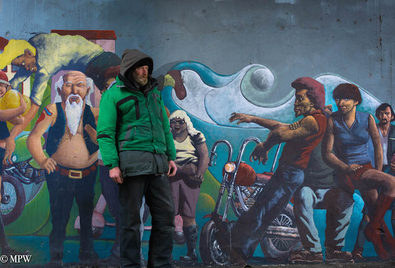 mike wheelton black and white, colour street photography Queen Street Auckland city