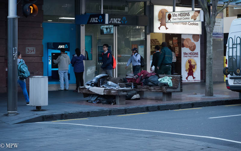 mike wheelton black and white, colour street photography Queen Street Auckland city