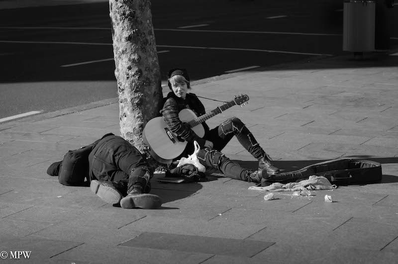mike wheelton black and white, colour street photography Queen Street Auckland city
