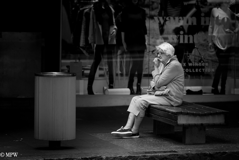 Mike Wheelton street photographer. Colour and black and white. Queen Street, Auckland city, New Zealand.