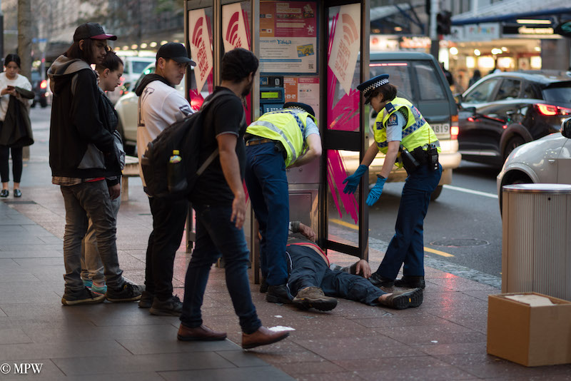 Mike Wheelton street photographer. Colour and black and white. Queen Street, Auckland city, New Zealand.
