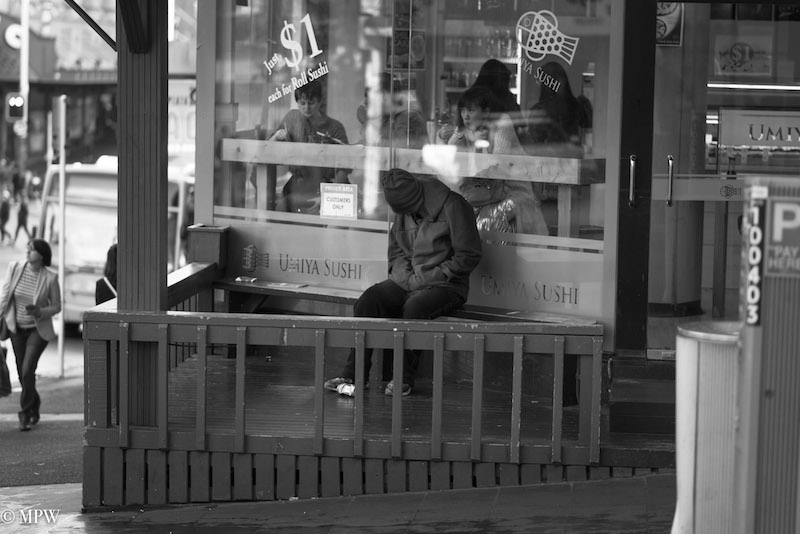 Mike Wheelton street photographer. Colour and black and white. Queen Street, Auckland city, New Zealand.