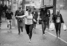 Queen Street Auckland city, black and white photo by Mike Wheelton
