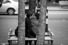 Queen Street Auckland city, black and white photo by Mike Wheelton