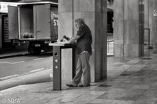 Queen Street Auckland city, black and white photo by Mike Wheelton