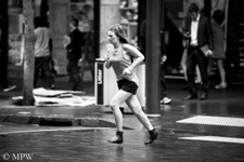 Queen Street Auckland city, black and white photo by Mike Wheelton