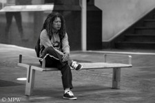 Queen Street Auckland city, black and white photo by Mike Wheelton
