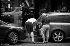 Queen Street Auckland city, black and white photo by Mike Wheelton