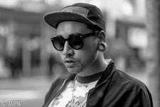 Cruising in Queen Street, Auckland city, black and white