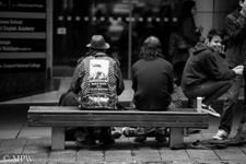 Queen Street Auckland city, black and white photo by Mike Wheelton