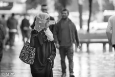 Queen Street Auckland city, black and white photo by Mike Wheelton