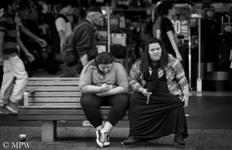 Queen Street Auckland city, black and white photo by Mike Wheelton