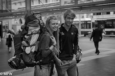 black and white street photo queen street auckland