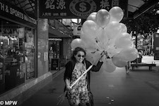 black and white street photo queen street auckland