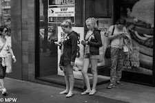 black and white street photo queen street auckland