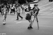 black and white street photos queen street auckland