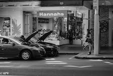 mike wheelton black and white, colour street photography Queen Street Auckland city
