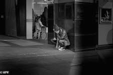 mike wheelton black and white, colour street photography Queen Street Auckland city