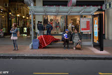 mike wheelton black and white, colour street photography Queen Street Auckland city