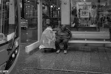 mike wheelton black and white, colour street photography Queen Street Auckland city