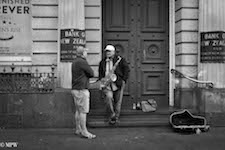 mike wheelton black and white, colour street photography Queen Street Auckland city