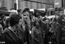 mike wheelton black and white, colour street photography Queen Street Auckland city
