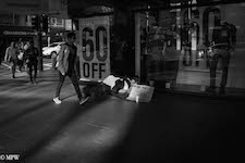 mike wheelton black and white, colour street photography Queen Street Auckland city