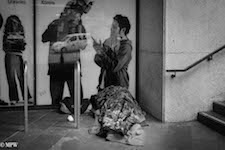 mike wheelton black and white, colour street photography Queen Street Auckland city