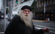 mike wheelton black and white, colour street photography Queen Street Auckland city