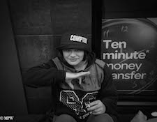 mike wheelton black and white, colour street photography Queen Street Auckland city

