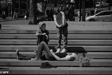 mike wheelton black and white, colour street photography Queen Street Auckland city