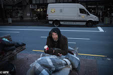 mike wheelton black and white, colour street photography Queen Street Auckland city