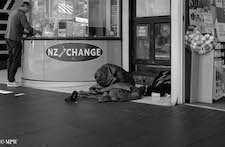 mike wheelton black and white, colour street photography Queen Street Auckland city