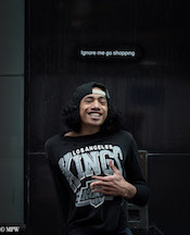 Mike Wheelton street photographer. Colour and black and white. Queen Street, Auckland city, New Zealand.