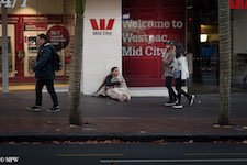 Mike Wheelton street photographer. Colour, black and white street photography. Queen Street, Auckland city, New Zealand.