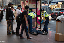 Mike Wheelton street photographer. Colour and black and white. Queen Street, Auckland city, New Zealand.