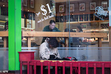 Mike Wheelton street photographer. Colour and black and white. Queen Street, Auckland city, New Zealand.