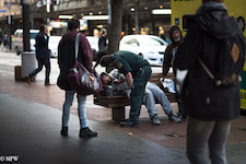 Mike Wheelton street photographer. Colour and black and white. Queen Street, Auckland city, New Zealand.